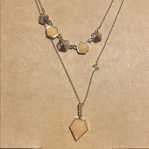 Charming Charlie Gold and Orange Geometric Necklace